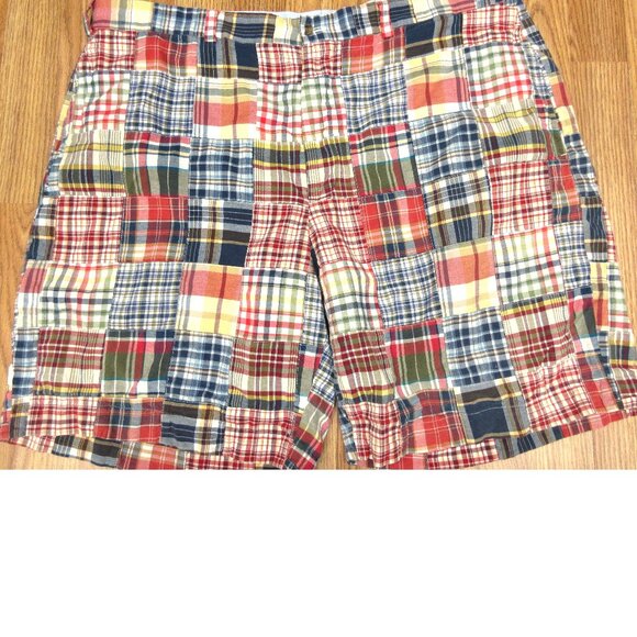 BROOKS BROTHERS REGULAR FIT PLAID PATCHWORK SHORTS 100% COTTON Sz 42 - Picture 1 of 4